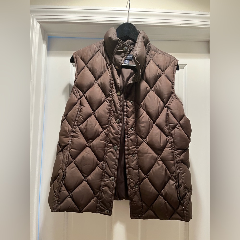 Chocolate Brown Lands End Quilted Vest Size Medium